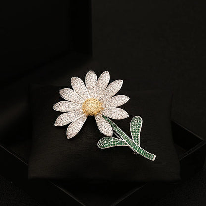 SHMIK High-end Women Girls Fashion Elegant Crystal Daisy Brooch Badges Fashion Exquistie Lady Wedding Party Pin Jewelry Buckles