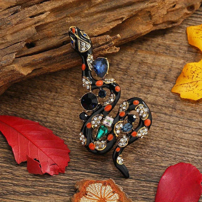 SKEDS Women Men Fashion Exquisite Colorful Rhinestone Snake Brooch Pin Elegant Lady Crystal Shining Animal Badges Corsages