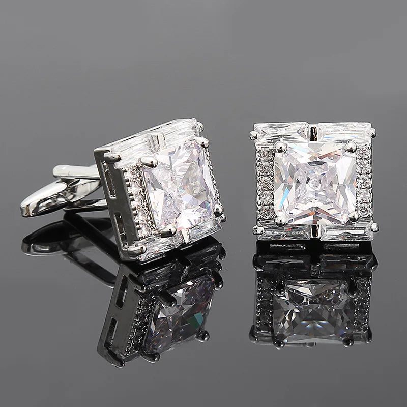 Diamond Cufflinks Mens Shirts Jewelry Luxury Brand Button Green French Style Cufflinks Black Crystal Hot Sale Cuff zircon Buckle
