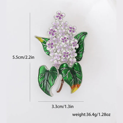 Enamel Hydrangea Brooches for Women Unisex Trendy Rhinestone Flower Pins Banquet Party Backpack Gifts Jewelry Accessories
