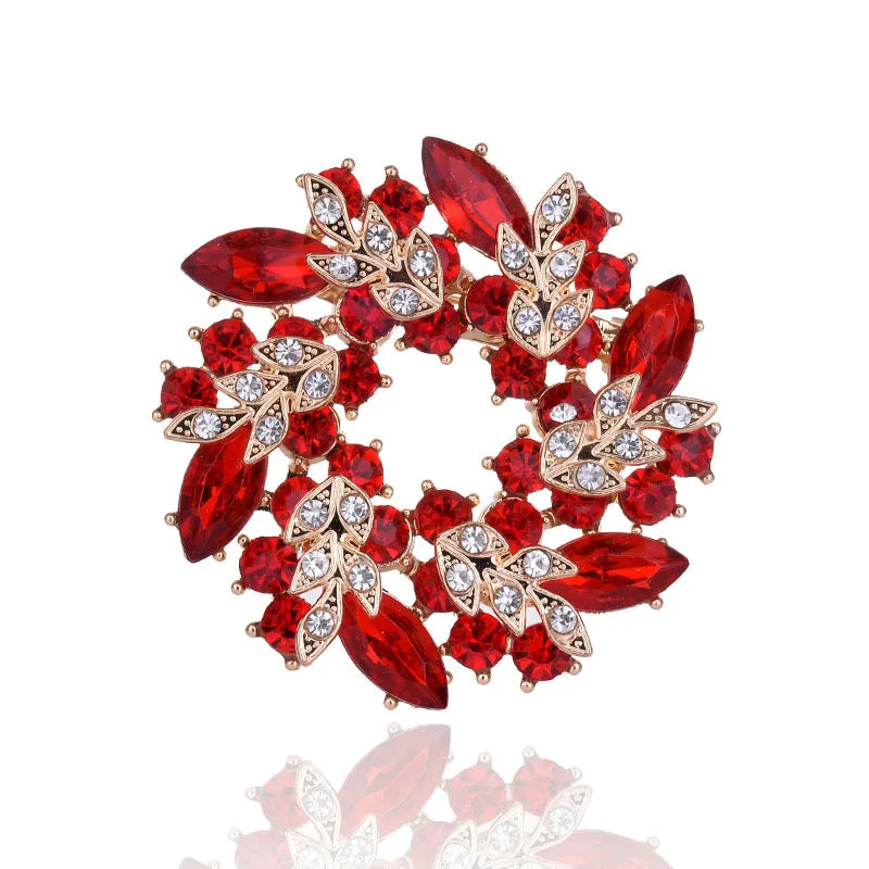 SKEDS High-end Women  Exquisite Crystal Flower Badges Pin Fashion Creative Luxury Rhinestone Shining Brooch Corsages