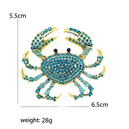 Enamel Rhinestone Crab Brooches For Women Unisex Animal Pins Multi-color Available Casual Party Accessories Gifts