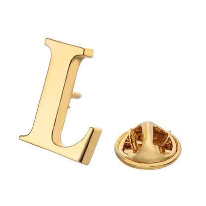 High Quality Classic Style Gold Letter A-Z Metal Brooch Women Men's Lapel Pin Women's Hat Scarf Backpack Badge Jewellery