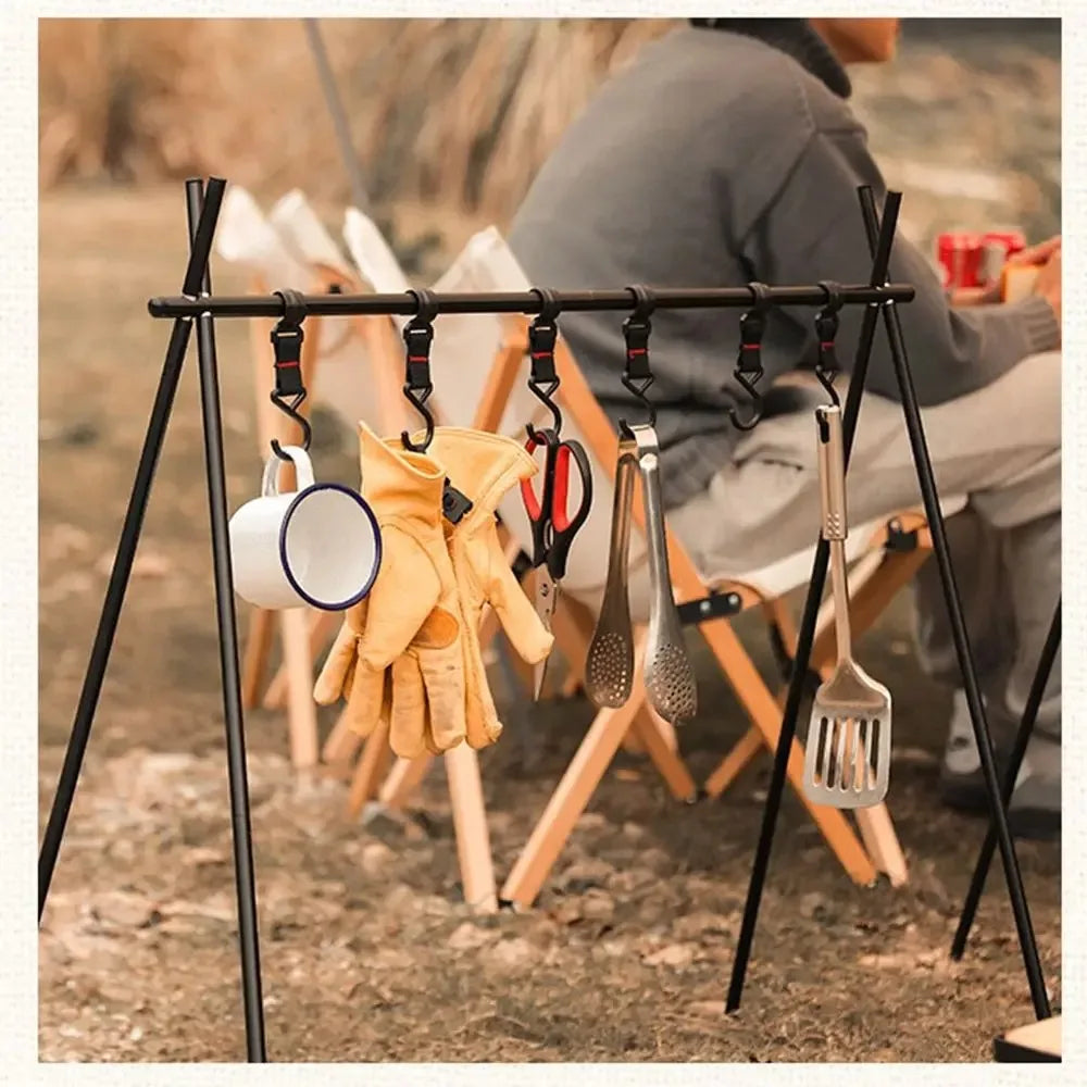 1/5pcs Black Rack Tool Detachable Finishing Hook Pot Pan Hanger Outdoor Camping S-Shaped Hanging Hooks Storage Buckle