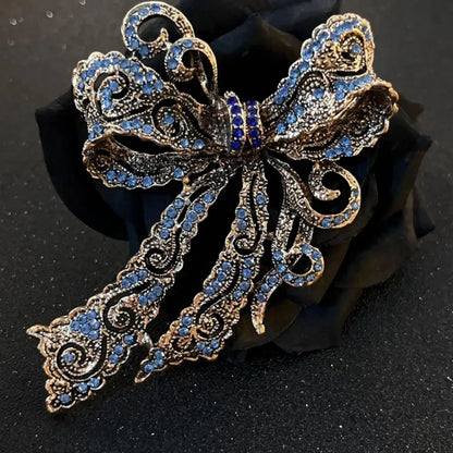 Baroque Luxury Rhinestone Bow Design Brooch，Unisex, Couple's Accessories, Party Favors，Suit Coat Skirt Decoration，Enhance Charm