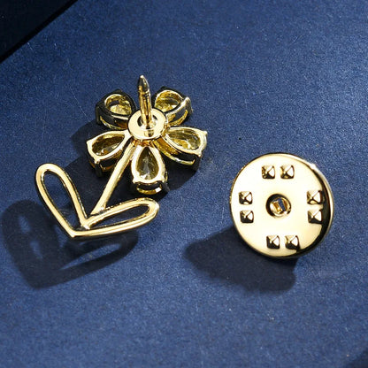 Exquisite Summer Cubic Zirconia Small Yellow Flower Brooches Gold Plated Crystal Lapel Pin Collar for Women Jewelry Accessories