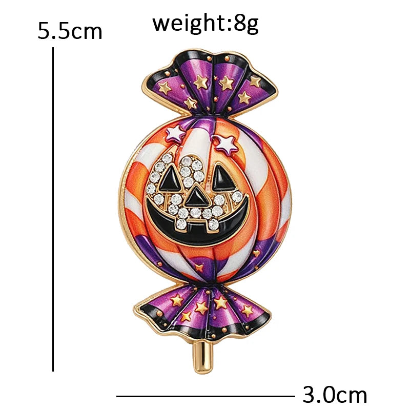 Wuli&baby Lovely Candy Pumpkin Brooches For Women Unisex All Saints Day Halloween Casual Party Brooch Pin Gifts