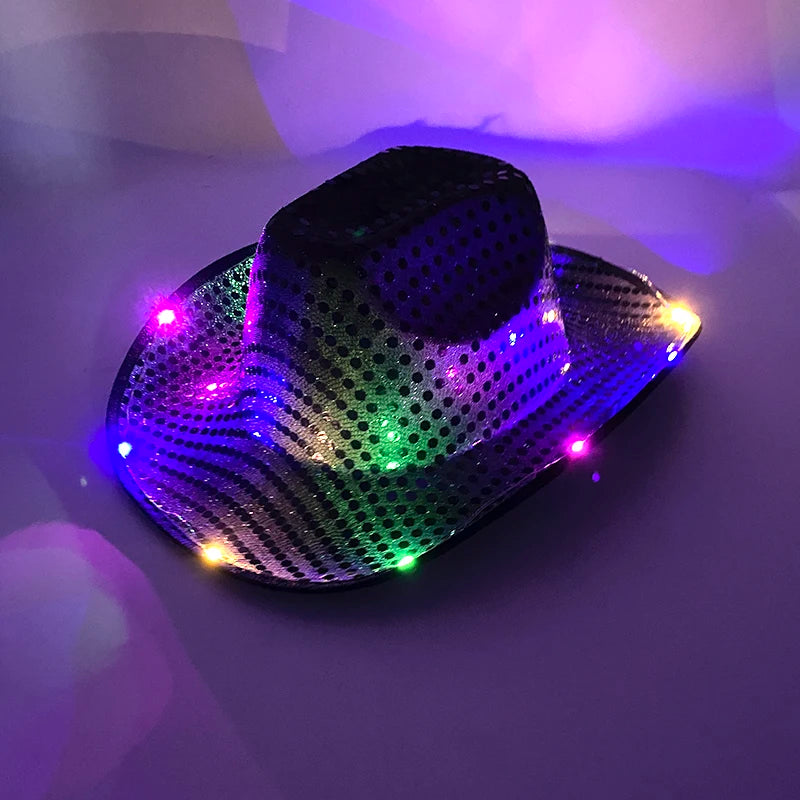 LED Glowing Cowgirl boy Hat Neon Luminous Bride Hat For Holiday Light Up Supplies Fluorescent Party Props Bachelorette Party Hat