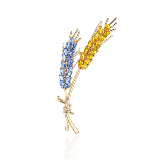 Luxury Crystal Long Wheat Brooch For Unisex Exquisite Colored Zircon Plant Brooches Clothing Suit Accessories Party Jewelry Gift
