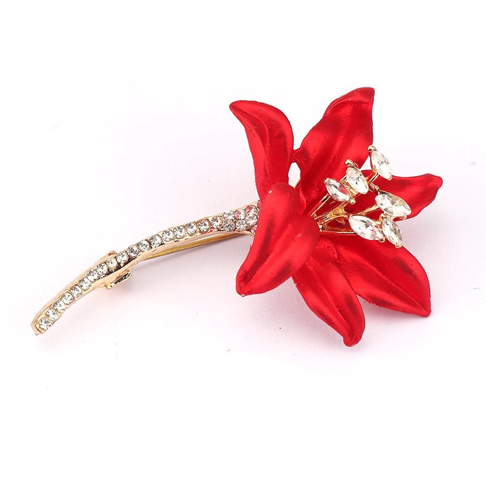 Stylish Charm Rose Brooch Shiny Rhinestone Flower Metal Women Brooch Lapel Pin Wedding Party Jewelry Accessories Gifts