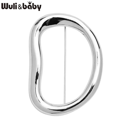 Wuli&baby Elegant Stainless Steel Geometric Brooches For Women Men 2-color Minimalist Party Office Brooch Pins Gifts