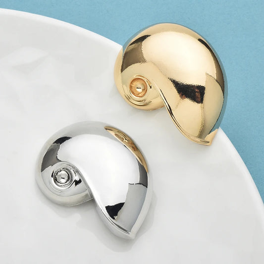 Wuli&baby Alloy Shell Shape Brooches For Women Unisex 2-color Simple Easy-match Office Casual Brooch Pins Gifts