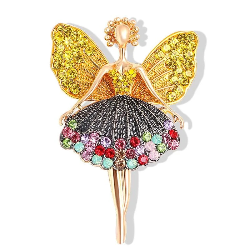 Fashionable and cute angel brooch with full diamond alloy clip