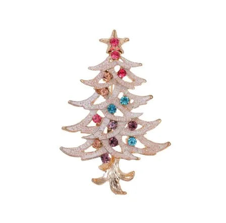 Green Rhinestone Christmas Tree Brooches Pins For Women Man Unisex Crystal Jewelry Gifts Clothes Accessories