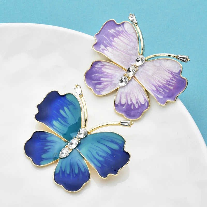 Wuli&baby Beautiful Enamel Butterfly Brooches For Women Unisex 2-color Insects Party Office Brooch Pins Gifts