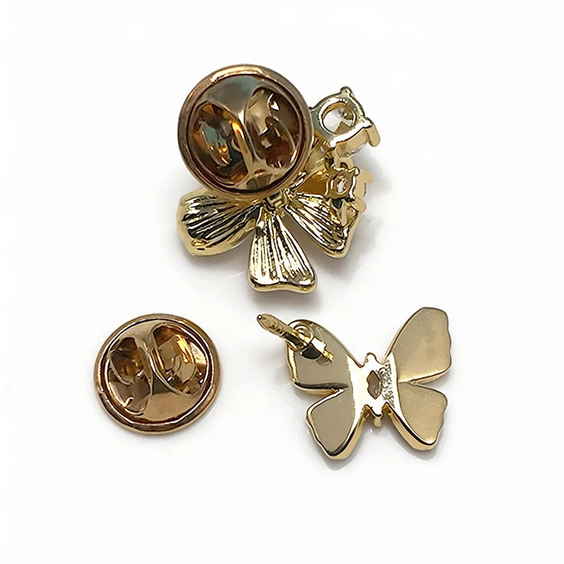 Wuli&baby Cute Bowknot Butterfly Collar Pins For Women Lady Purple Enamel Flower Insects Brooch Pins Fashion Jewelry Gifts
