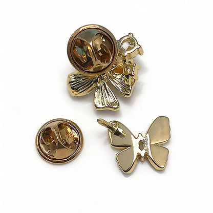 Wuli&baby Cute Bowknot Butterfly Collar Pins For Women Lady Purple Enamel Flower Insects Brooch Pins Fashion Jewelry Gifts