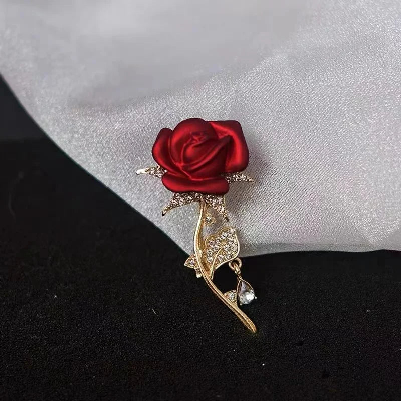 Shining Red Heart Brooches For Women Unisex Rhinestone Love Party Office Brooch Pins Gifts