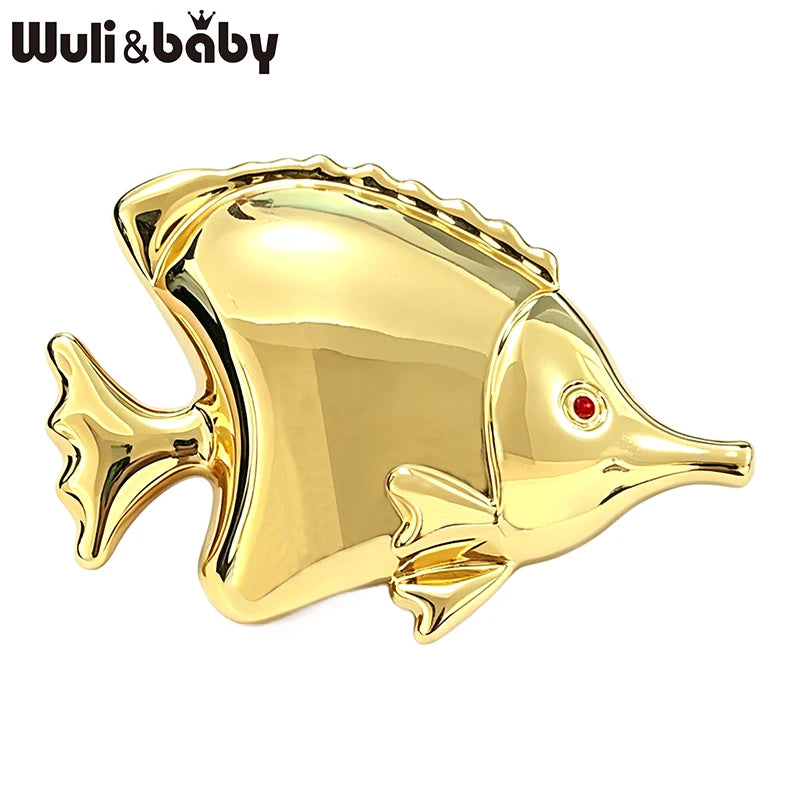 Wuli&baby Stainless Steel Fish Brooches For Women Unisex Lovely 2-color Polished Sea Animal Party Casual Brooch Pins Gifts