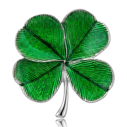 Beaut&Berry Classic Enamel Four Leaf Clover Brooches for Women Unisex Plant Pins Casual Party Jewelry Accessories Gifts
