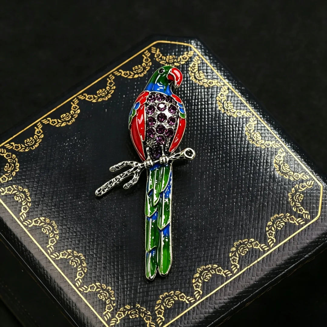Baroque Luxury Parrot Design Brooch for Men and Women, Jewelry, Fashion Accessories, Couple's Party Gift