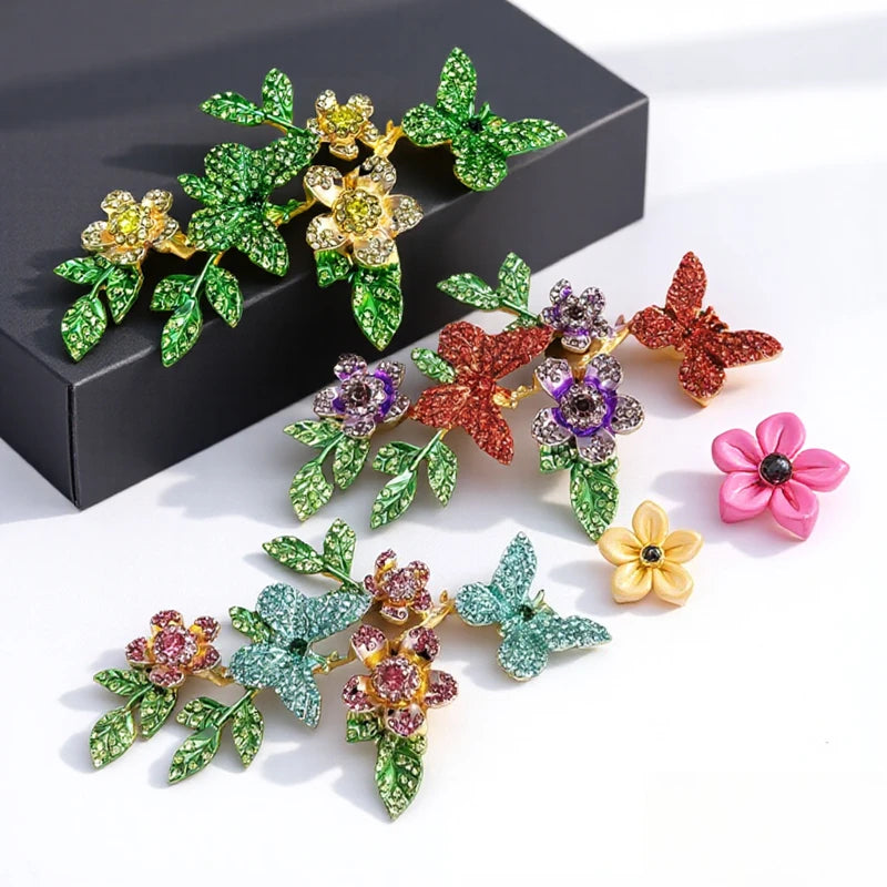 Baroque Luxury Butterfly Flower Design Brooch for Men and Women, Jewelry Accessories, Wedding, Holiday, and Party Gift