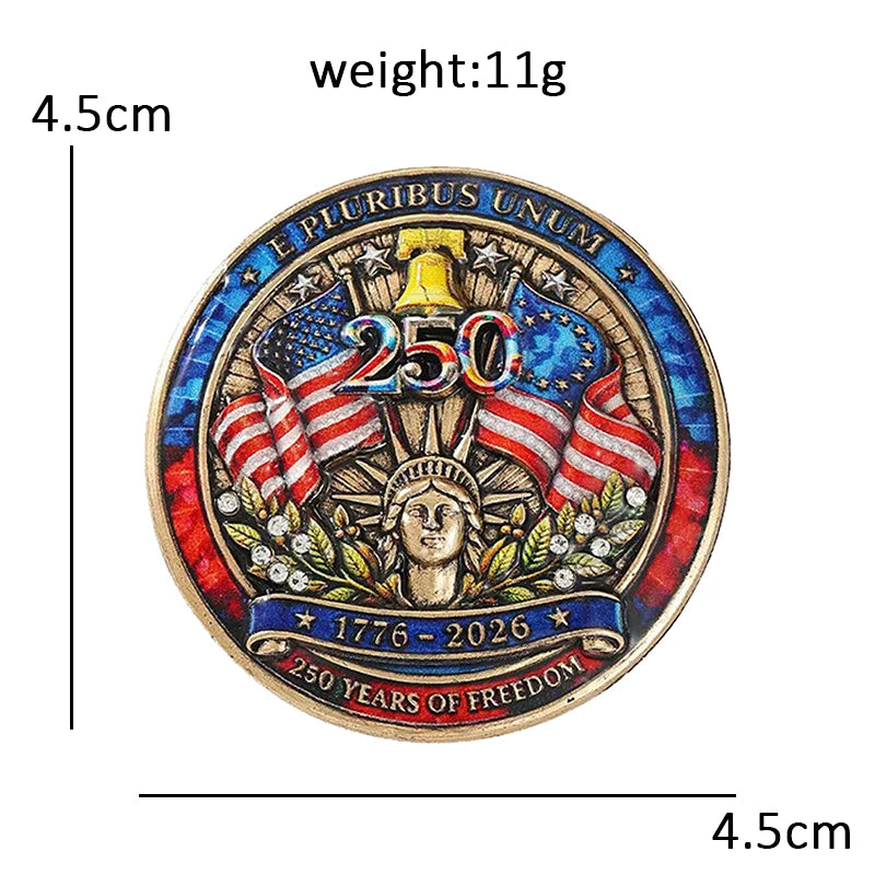 Wuli&baby American Coin Badge Brooches Vintage USA 250 Independence Day Party Office Brooch Pin Fashion Gifts