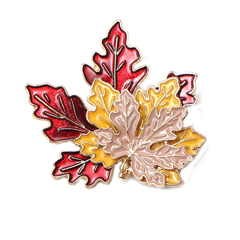 Trendy Red Maple Leaf Metal Brooches For Women Men Crystal Plant Brooch Party Birthday Winter Jewelry