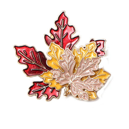 Trendy Red Maple Leaf Metal Brooches For Women Men Crystal Plant Brooch Party Birthday Winter Jewelry