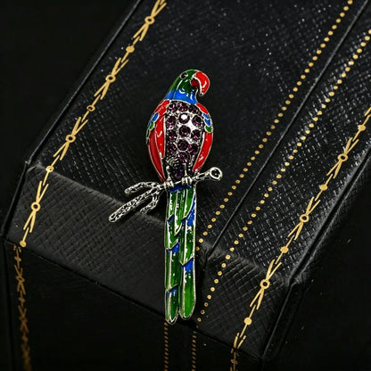Baroque Luxury Parrot Design Brooch for Men and Women, Jewelry, Fashion Accessories, Couple's Party Gift