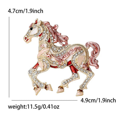 Jardme Exquisite Horse Brooches for Women Luxury Rhinestone Zodiac Animal Pins New Year Party Gifts 2026
