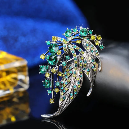 High-end Exquisite Colorful Hollow Leaf Brooch Coat Cardigan Suit Pin Brooch Female Elegant Atmosphere Clothing Accessories