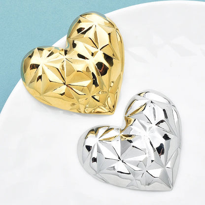 Wuli&baby Stainless Steel Heart Brooches For Women Men 2-color Shining Love Valentine Day Brooch Pins Badge Gifts
