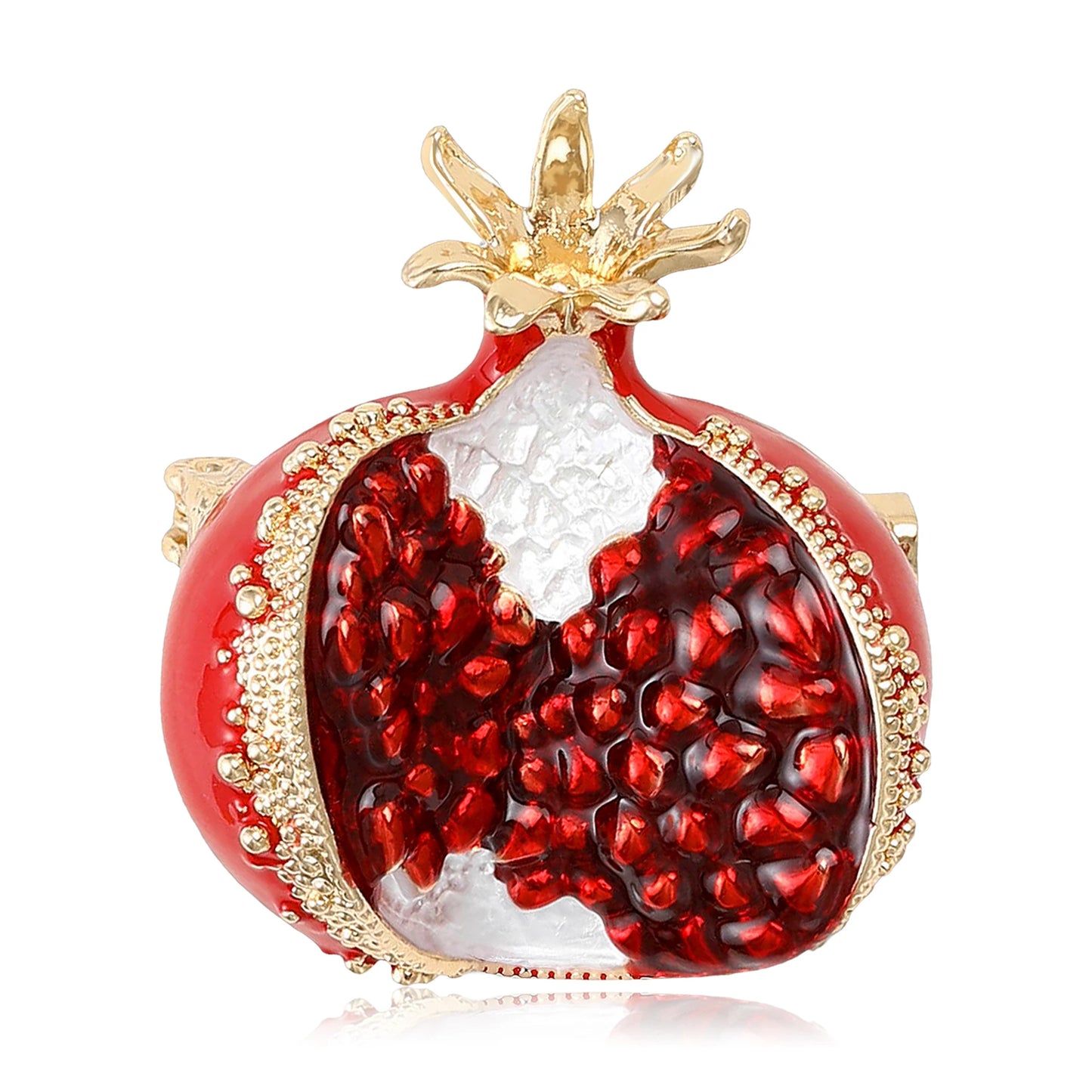 Beaut&Berry Classic Rhinestone Pomegranate Brooches for Women Fruit Pins Friends Party Gifts Banquet Jewellery Accessories