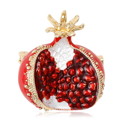 Beaut&Berry Classic Rhinestone Pomegranate Brooches for Women Fruit Pins Friends Party Gifts Banquet Jewellery Accessories