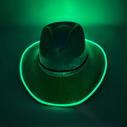 LED Glowing Cowgirl boy Hat Neon Luminous Bride Hat For Holiday Light Up Supplies Fluorescent Party Props Bachelorette Party Hat