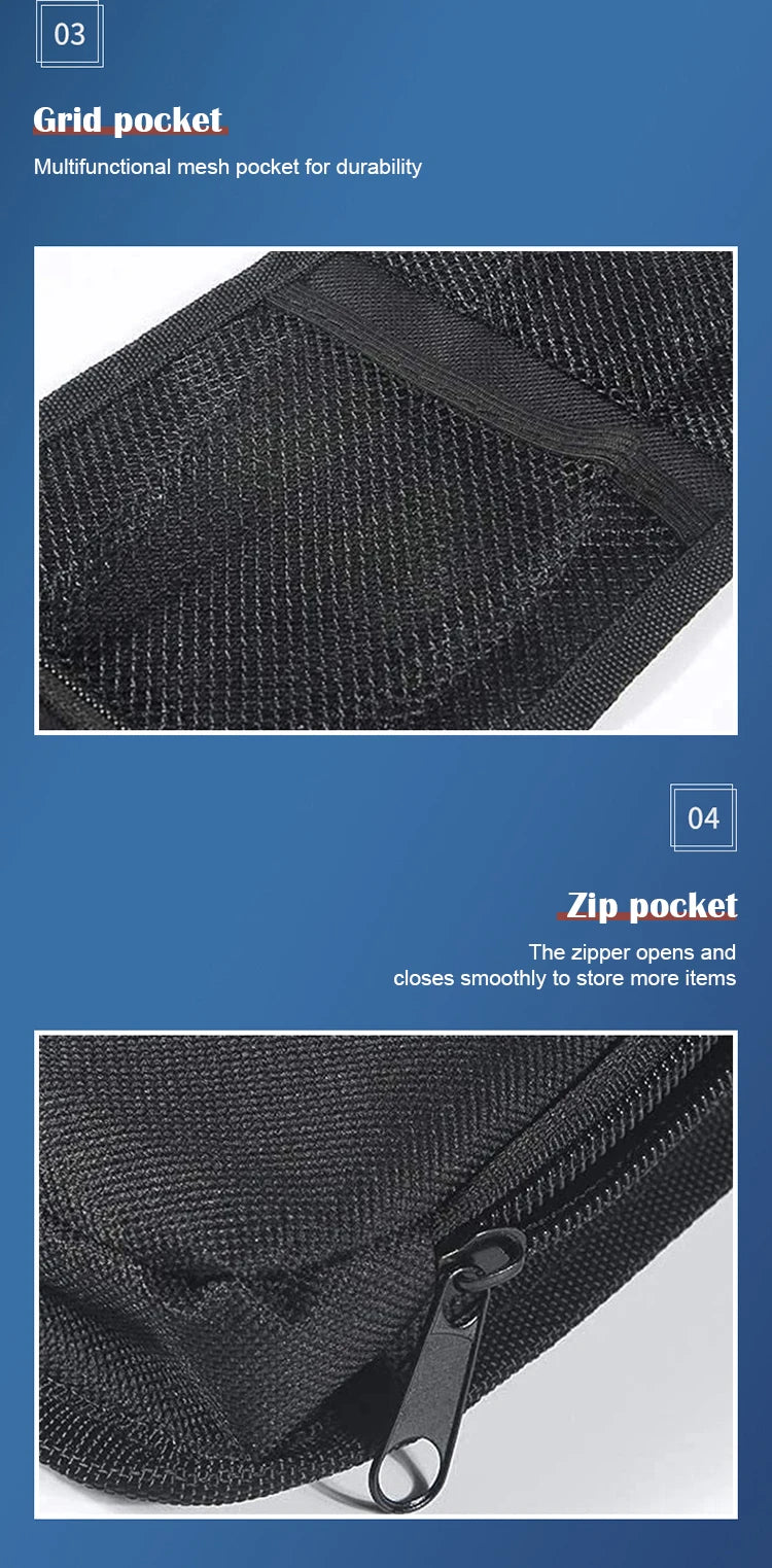 Multifunctional Zipper Storage Bag Car Side Storage Bag with Mesh Pocket for Things Holder Suitable for Cars