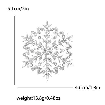 Christmas Rhinestone Snowflake Brooches for Women Unisex Pearl Flower Pins Office Party Friend Gifts Jewelry Accessories