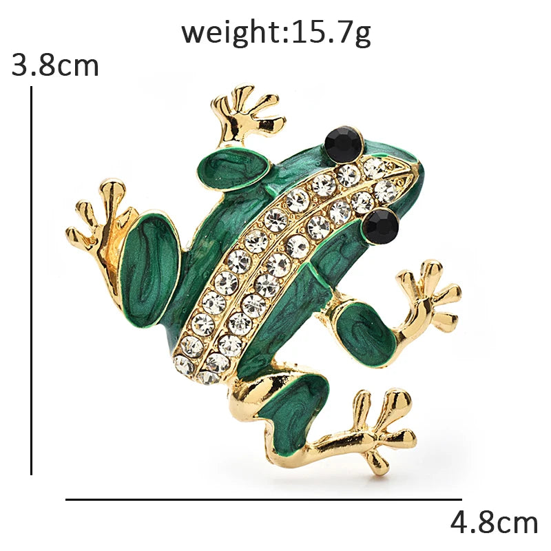 Wuli&baby Lovely Enamel Frog Brooches For Women Unisex Rhinestone Classic Animal Casual Office Brooch Pins Gifts