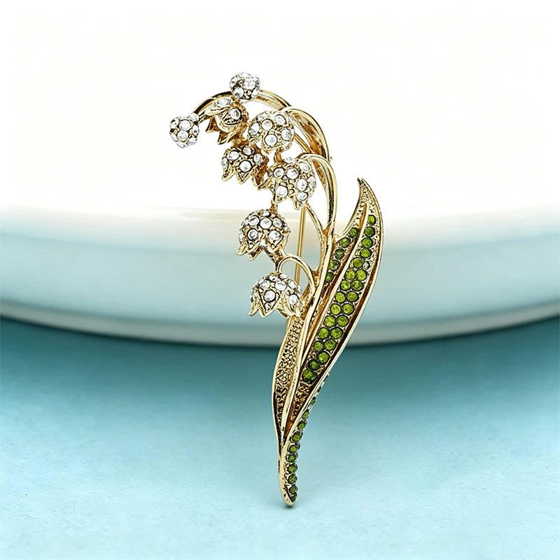 Wuli&baby Vintage Lily Flower Brooches For Women Unisex Rhinestone Flowers Plants Party Office Brooch Pin Gifts
