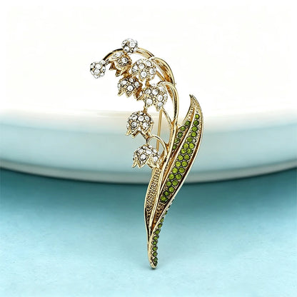 Wuli&baby Vintage Lily Flower Brooches For Women Unisex Rhinestone Flowers Plants Party Office Brooch Pin Gifts