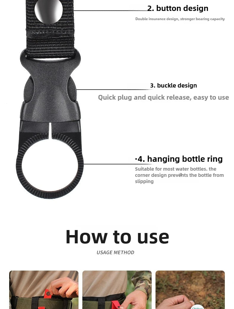 Webbing Water Bottle Holder Climbing Carabiner Belt Backpack Hanger Hooks Clip Multifunction Water Bottle Nylon Buckle Hook Clip