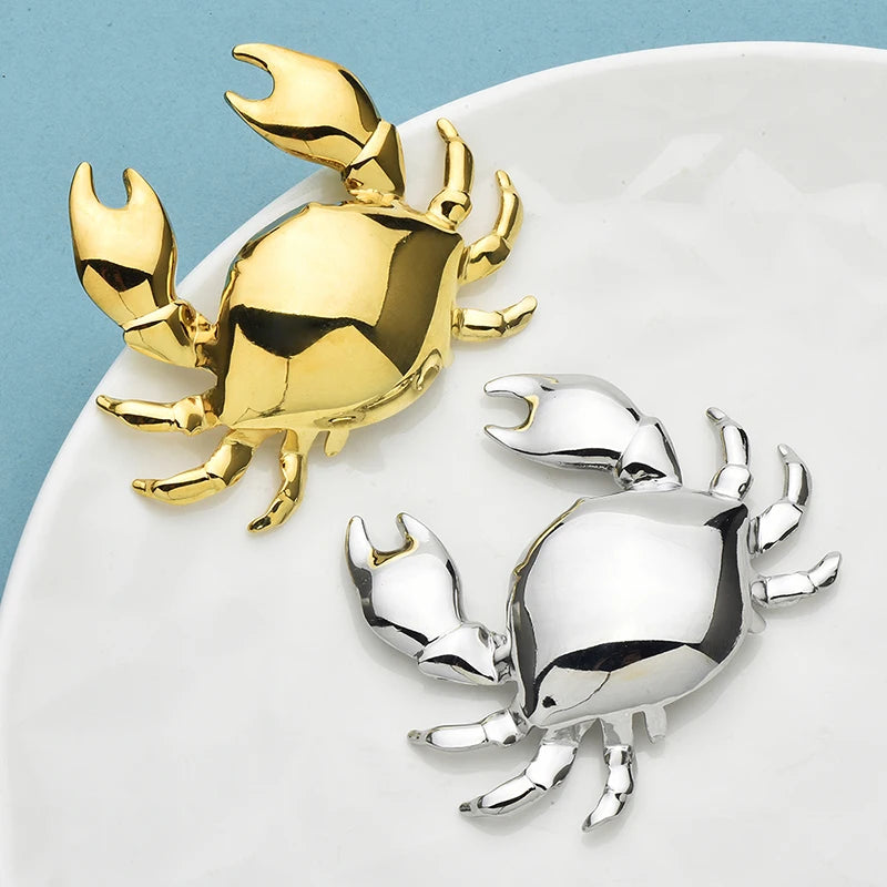 Wuli&baby Stainless Steel Crab Brooches 2-color Lovely Water Animal Casual Party Brooch Pins Gifts