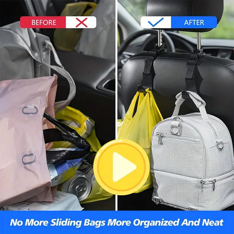 4Pcs Car Hook For Car Rear Seat Back Hooks Headrest Hanger Clip Universal Adjustable Holder Storage Car Interior Accessories