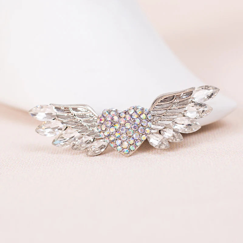 Sparkling Crystal Love Angel Wings Brooch Women's Luxury Dress Wedding Decorations Souvenir Gifts