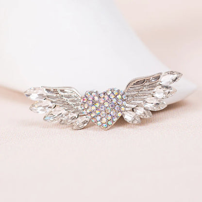 Sparkling Crystal Love Angel Wings Brooch Women's Luxury Dress Wedding Decorations Souvenir Gifts