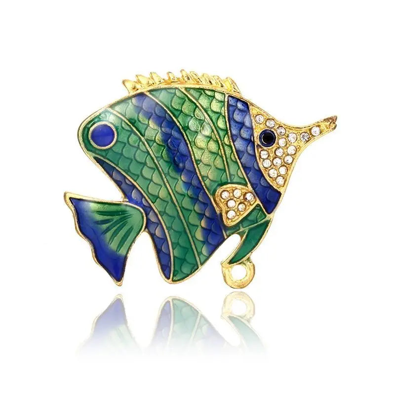SKEDS Fashion Cute Fish Crystal Enamel Brooch Pin For Women Men Trendy Sea Animal Vintage Brooches Badges Clothes Jewerly Gift