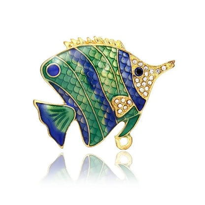 SKEDS Fashion Cute Fish Crystal Enamel Brooch Pin For Women Men Trendy Sea Animal Vintage Brooches Badges Clothes Jewerly Gift
