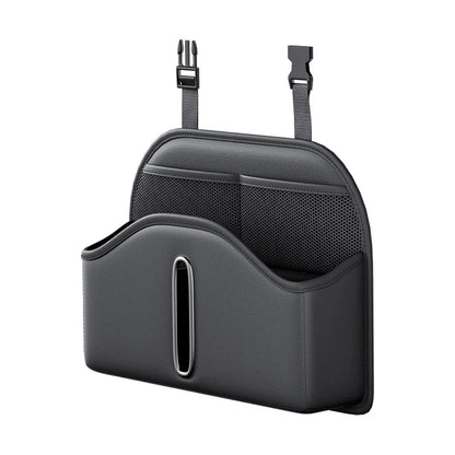 SEAMETAL PU Leather Car Seat Back Organizer Multi-functional Auto Seat Headrest Hanging Storage Bag With Tissue Box Drink Holder