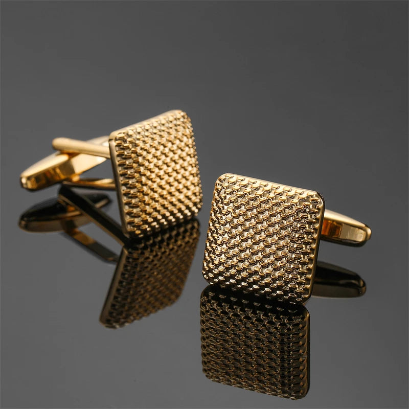 High end men's French shirt cufflinks Classic Square laser lattice wire drawing cuffs buttons business suit accessories jewelry